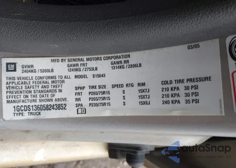 2005 Chevrolet Colorado Ls z USA, uszkodzony, nr VIN 1GCDS136058243852